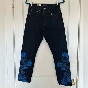Levi’s 501 Blue Embroidered Cactus Jeans